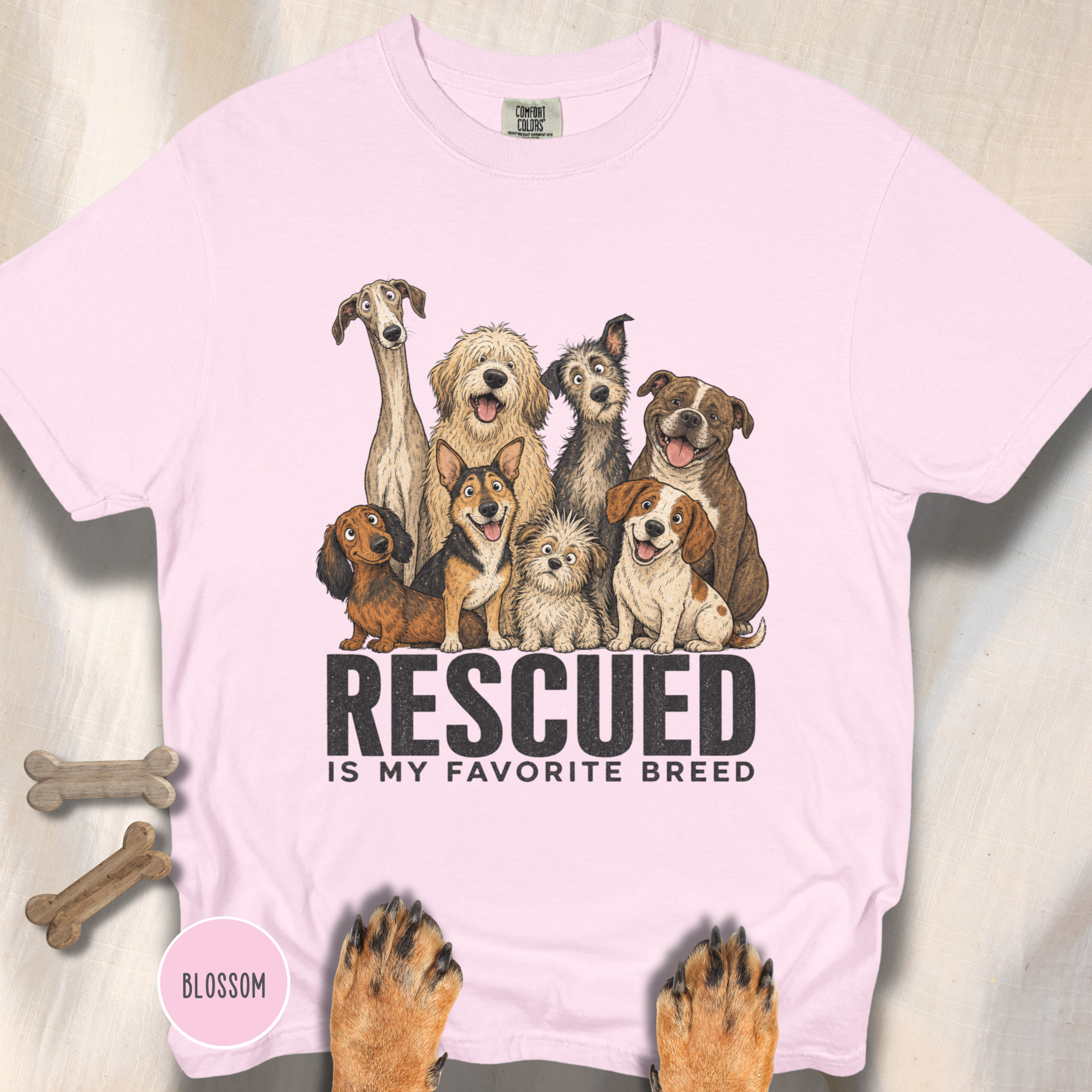 Rescued is My Favorite Breed Group Photo T-shirt