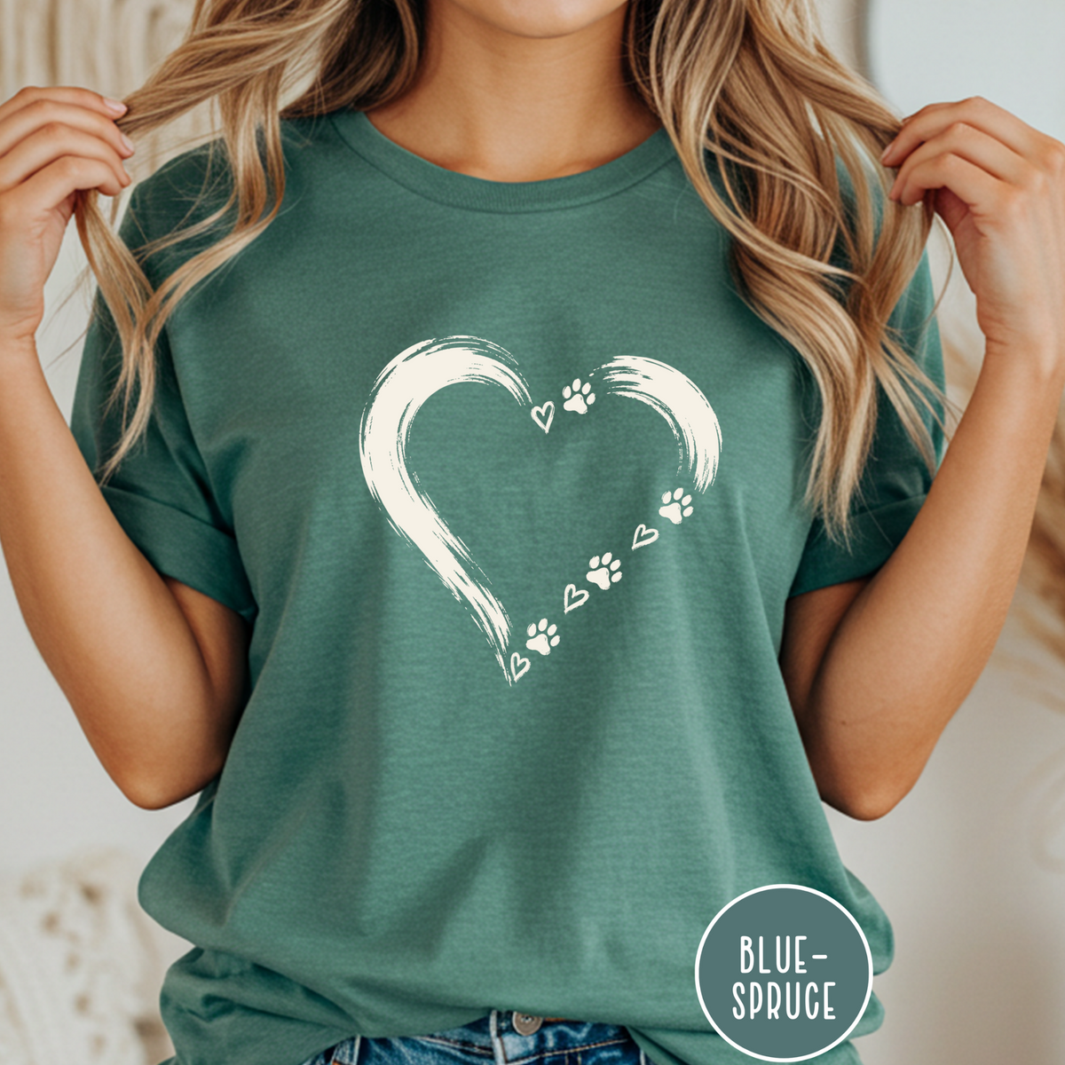 Brushstroke Heart Dog Paw T-Shirt