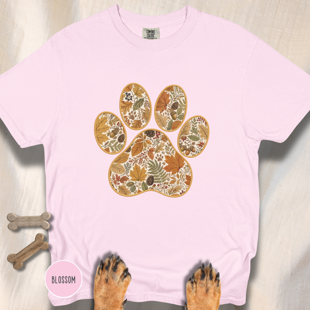 Fall in the Forest Vintage Botanical Dog Paw T-Shirt