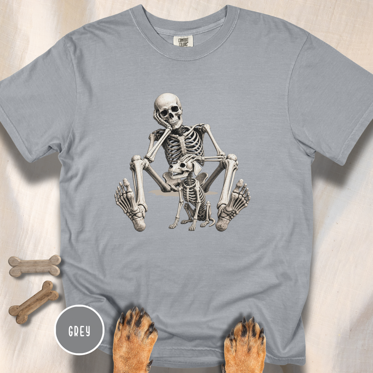 Skeleton Pets His Dog T-Shirt