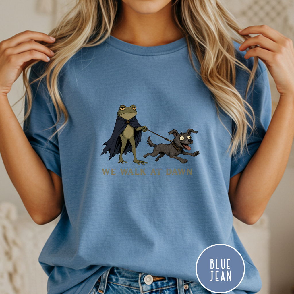 We Walk at Dawn Dog and Frog T-shirt