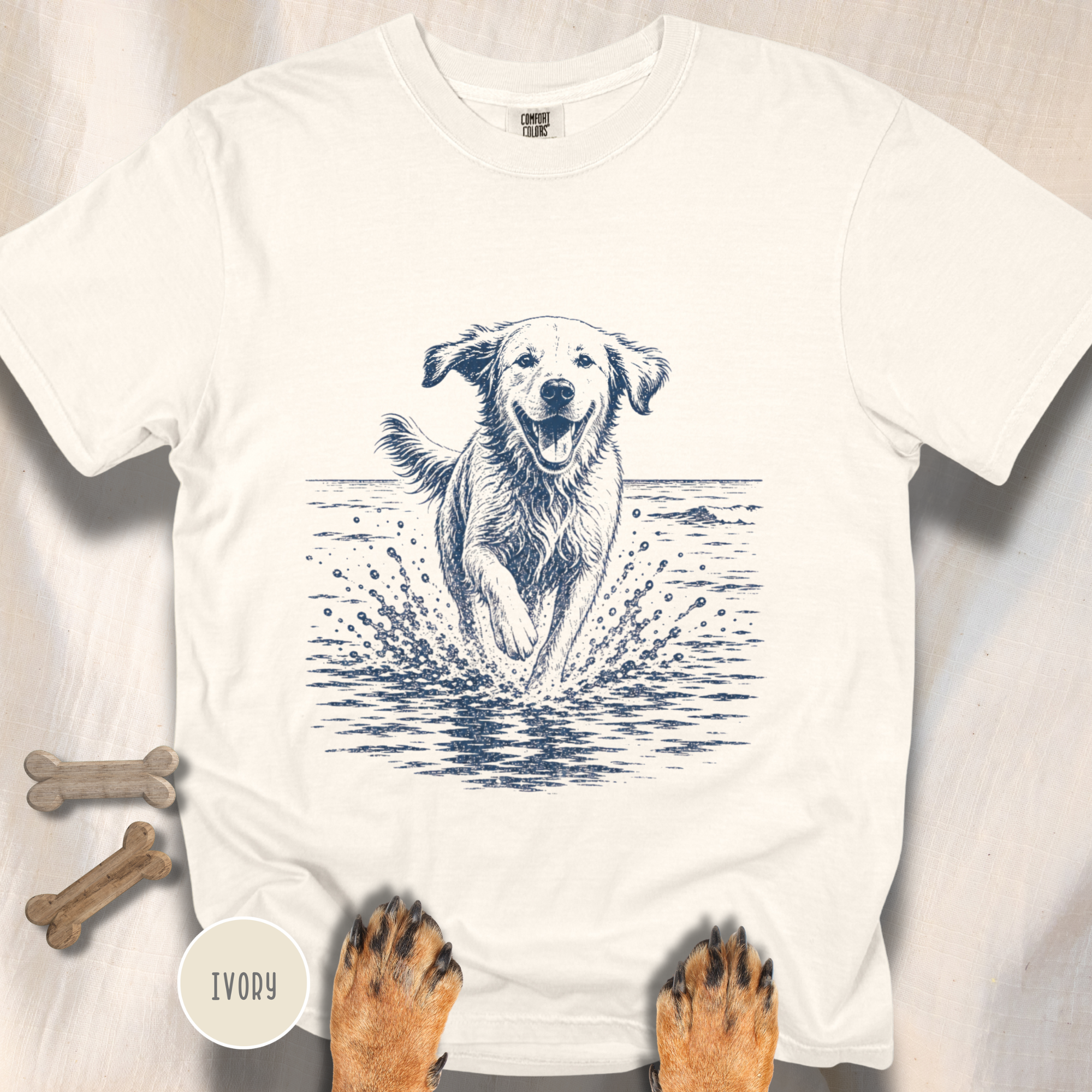 Dog Splashing on the Shoreline T-shirt