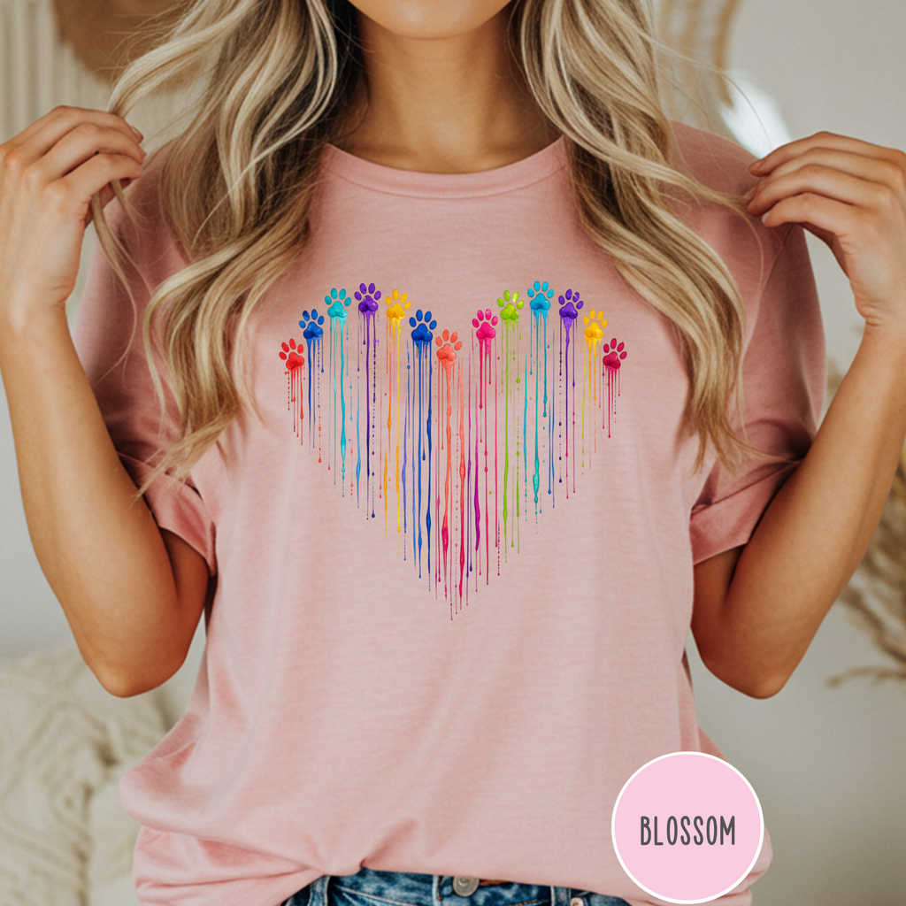 Paw Print Paint Heart T-shirt