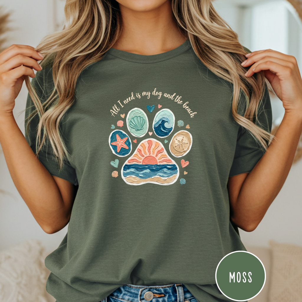 Coastal Dog Lover T-Shirt for Beach Loving Dog Moms