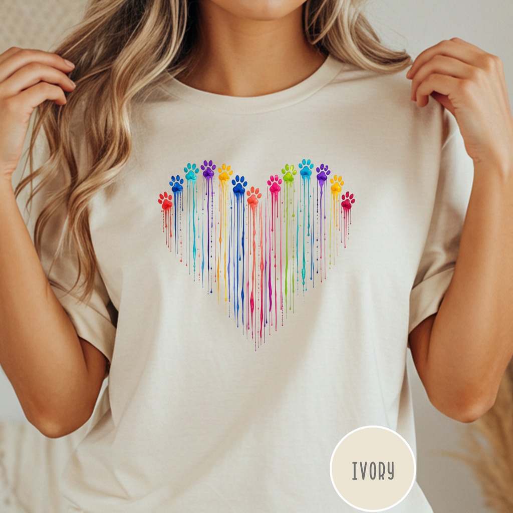 Paw Print Paint Heart T-shirt