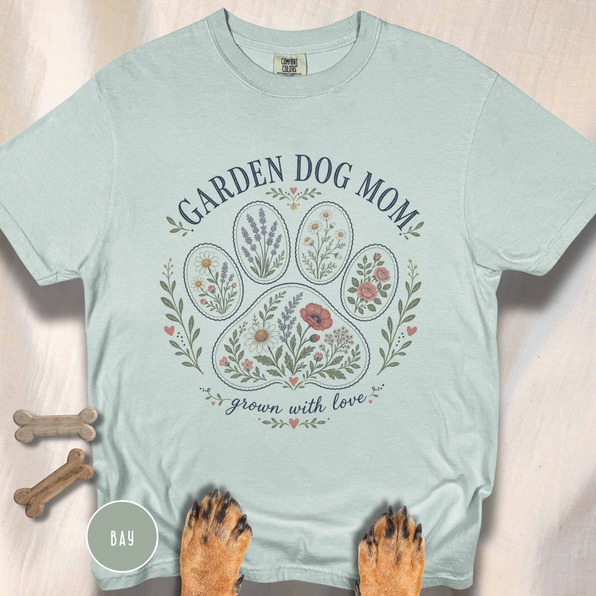 Garden Dog Mom Paw Print T-shirt