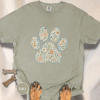 Coastal Seashore Vintage Botanical Dog Paw T-Shirt