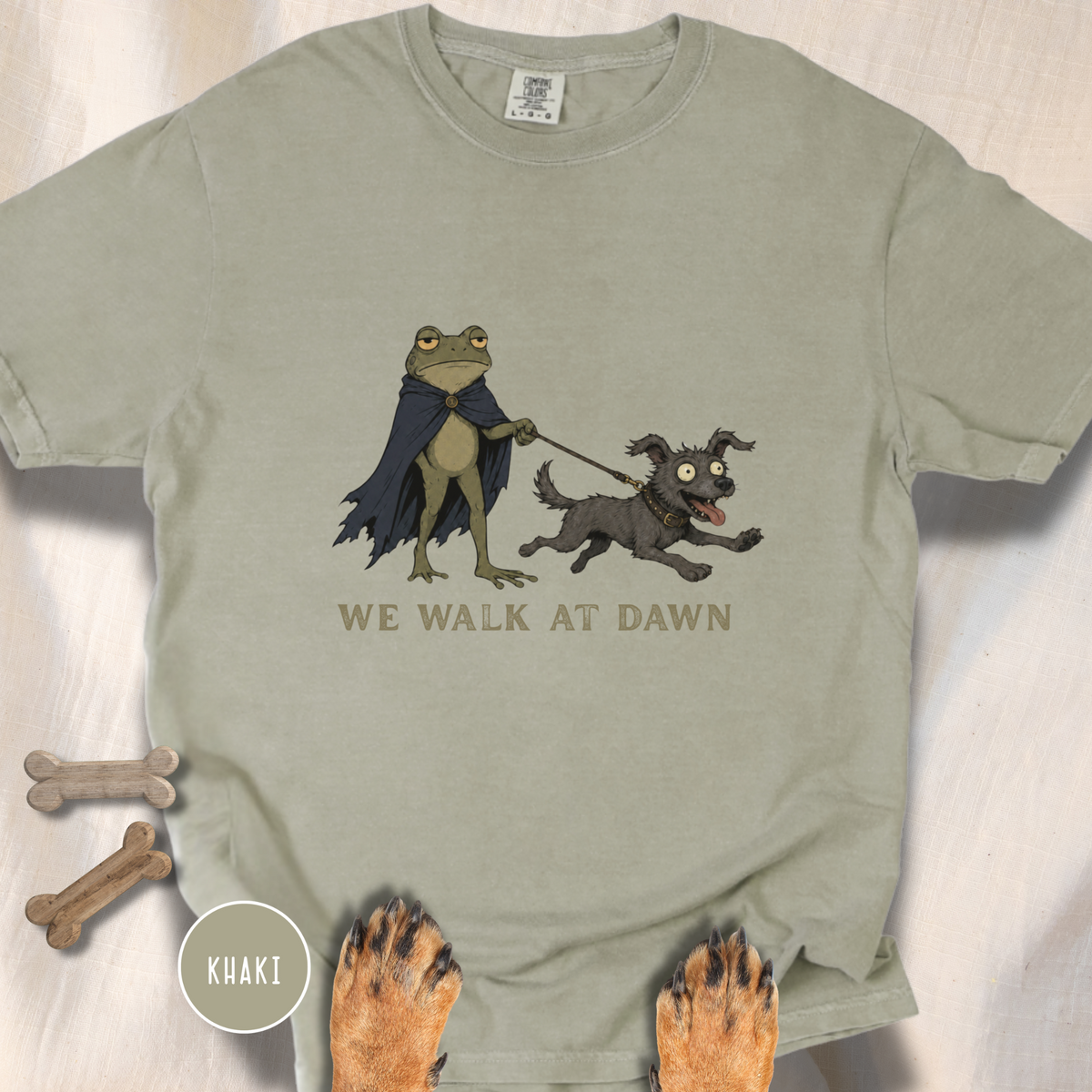 We Walk at Dawn Dog and Frog T-shirt