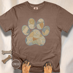 Faux Patchwork Coastal Seashore Dog Paw T-Shirt