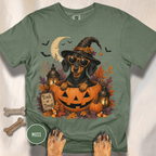 Dachshund in a Jack-o-Lantern T-shirt