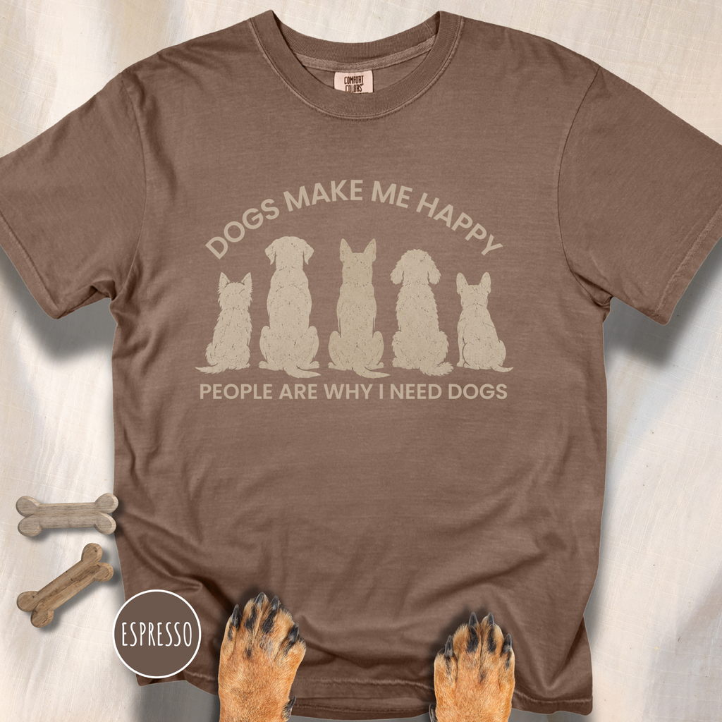 Dogs Make Me Happy, People are Why I Need Dogs Silhouette T-shirt