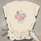 Stay Pawsitive Floral Paw Print T-Shirt