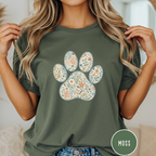 Coastal Seashore Vintage Botanical Dog Paw T-Shirt