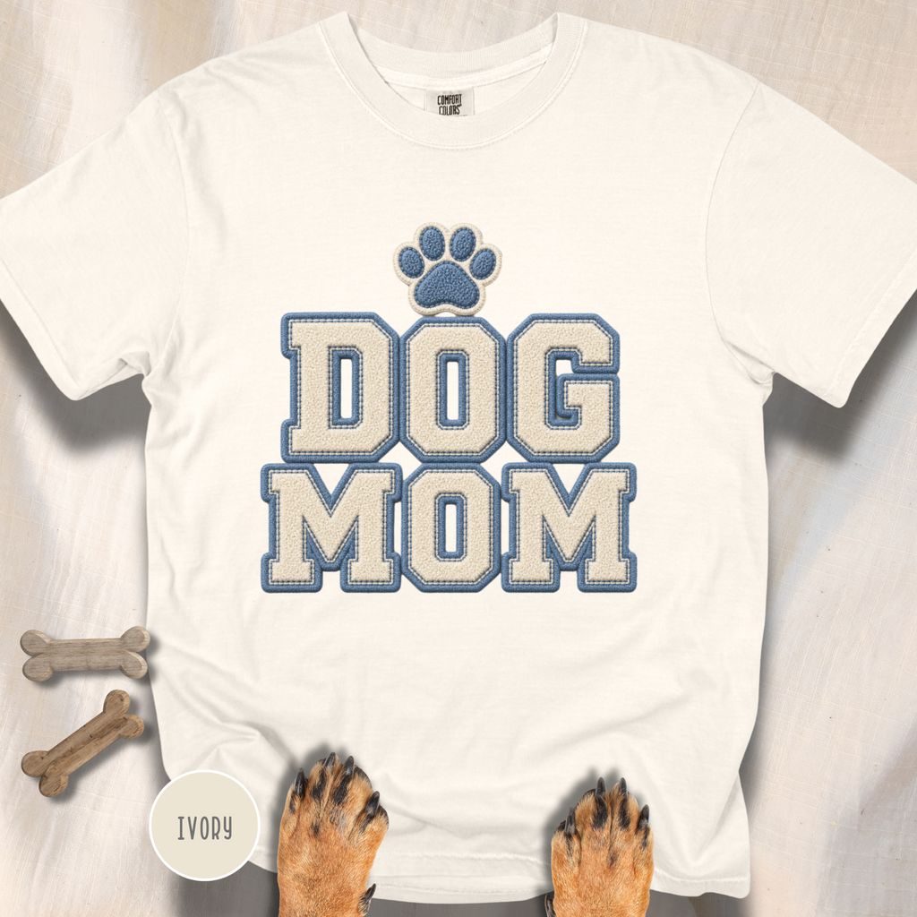 Dog Mom Faux Chenille Varsity T-Shirt
