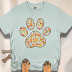 Fall Flowers Dog Paw T-shirt