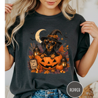 Dachshund in a Jack-o-Lantern T-shirt