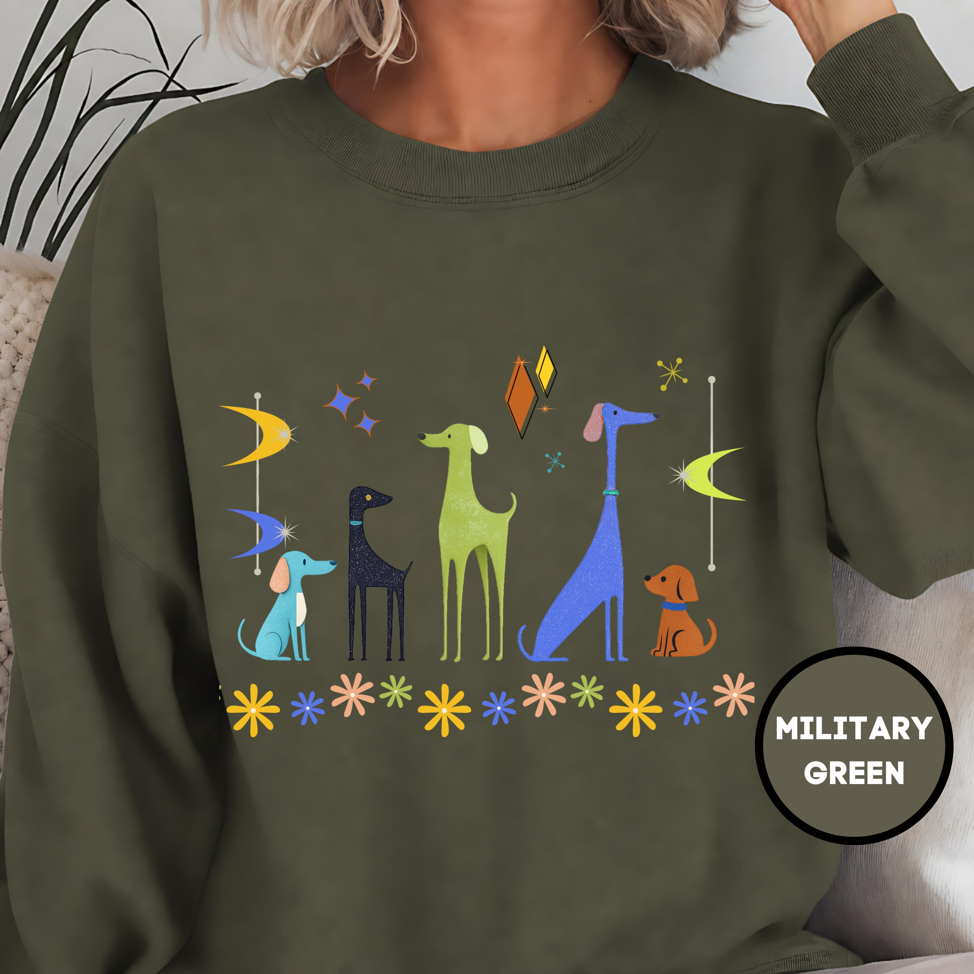 Retro Atomic Dogs Crewneck Sweatshirt
