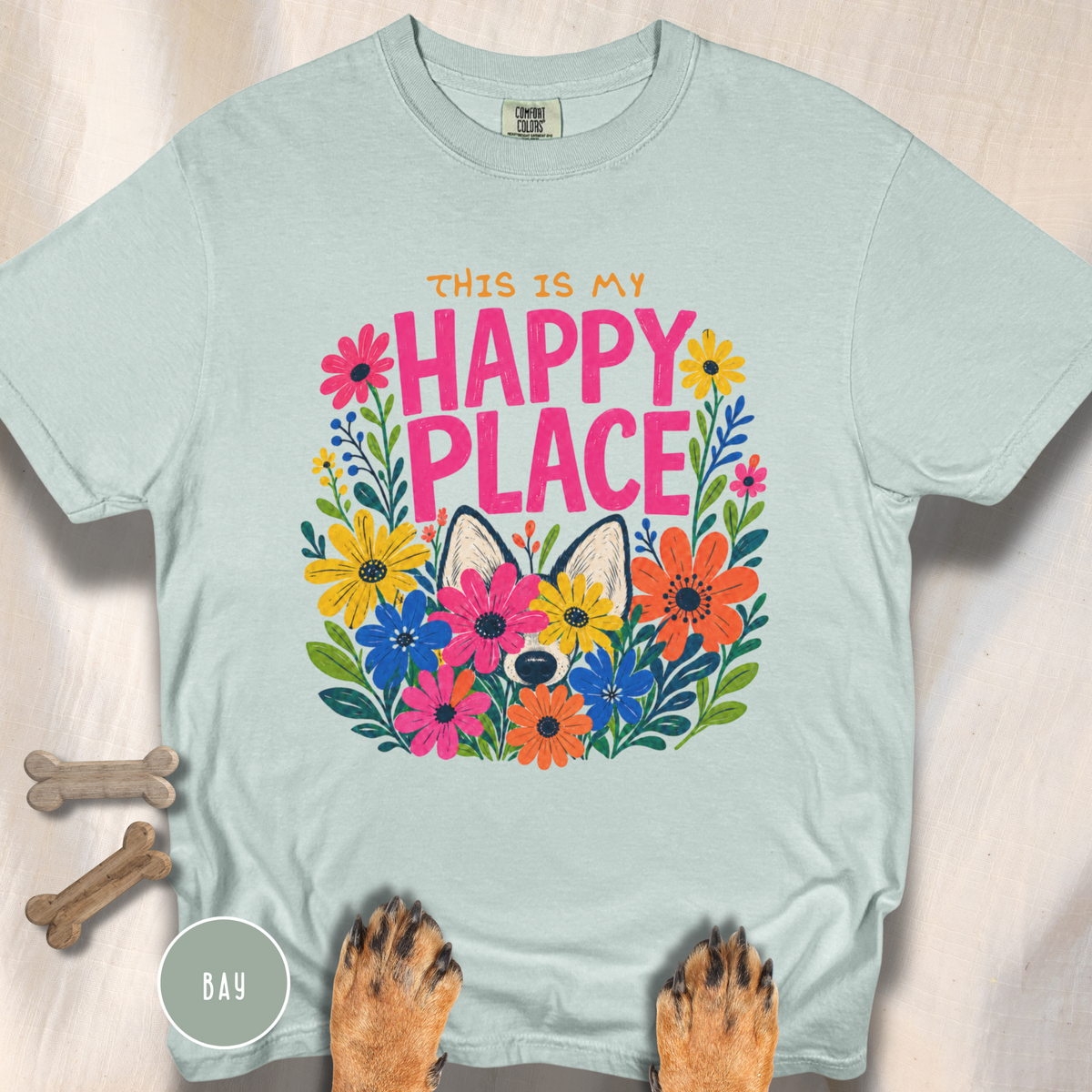 Dog in the Garden Happy Place T-shirt
