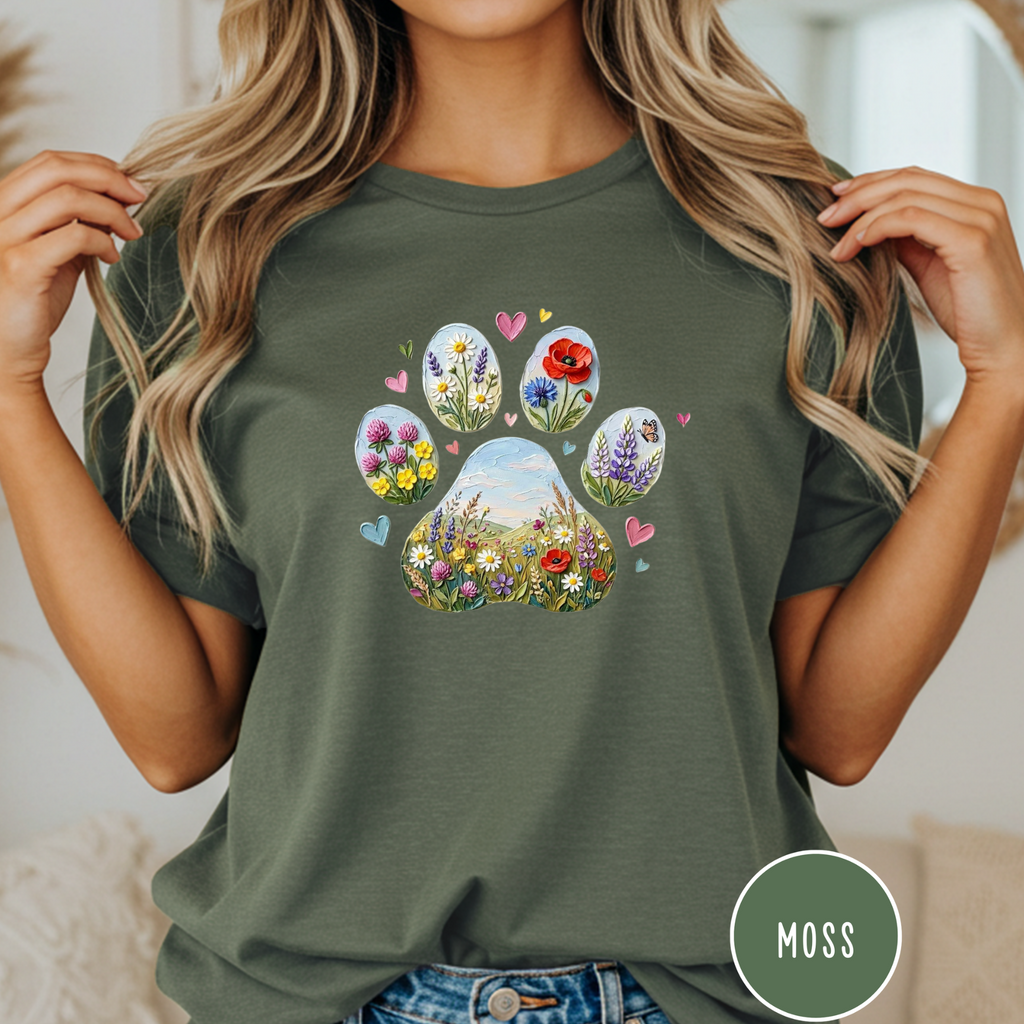 Meadow of Wildflowers Dog Paw T-Shirt