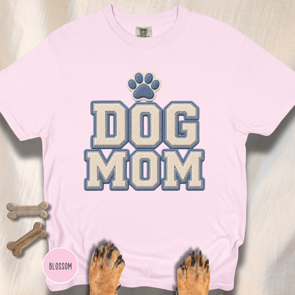 Dog Mom Faux Chenille Varsity T-Shirt