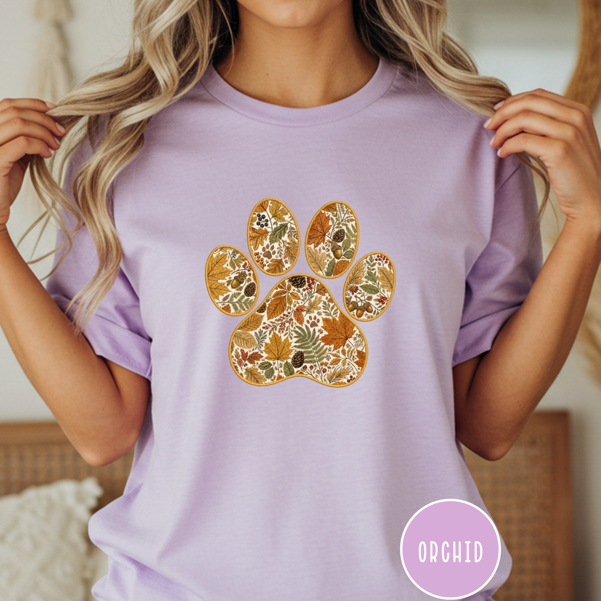Fall in the Forest Vintage Botanical Dog Paw T-Shirt