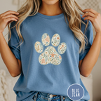 Coastal Seashore Vintage Botanical Dog Paw T-Shirt