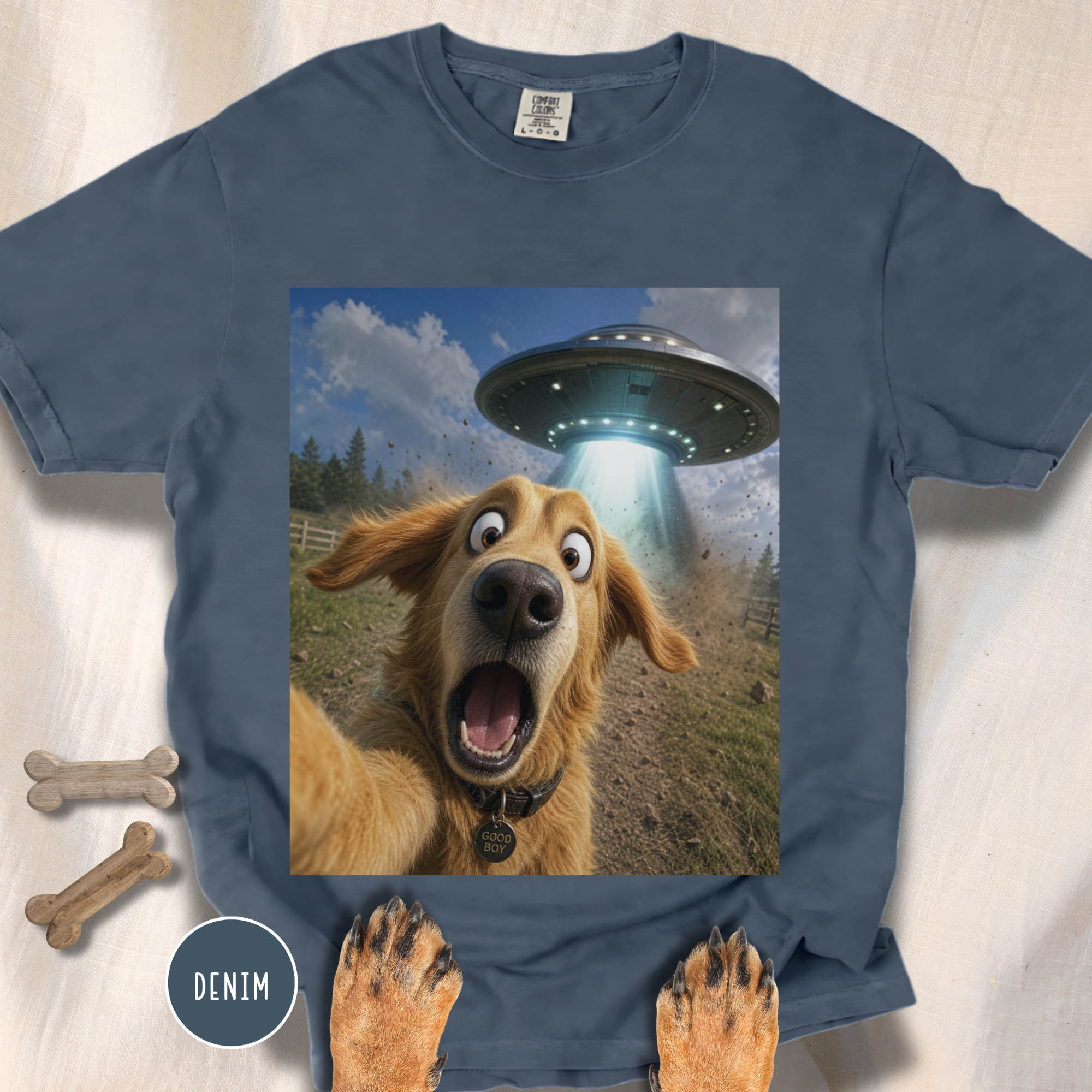 Dog UFO Selfie T-shirt