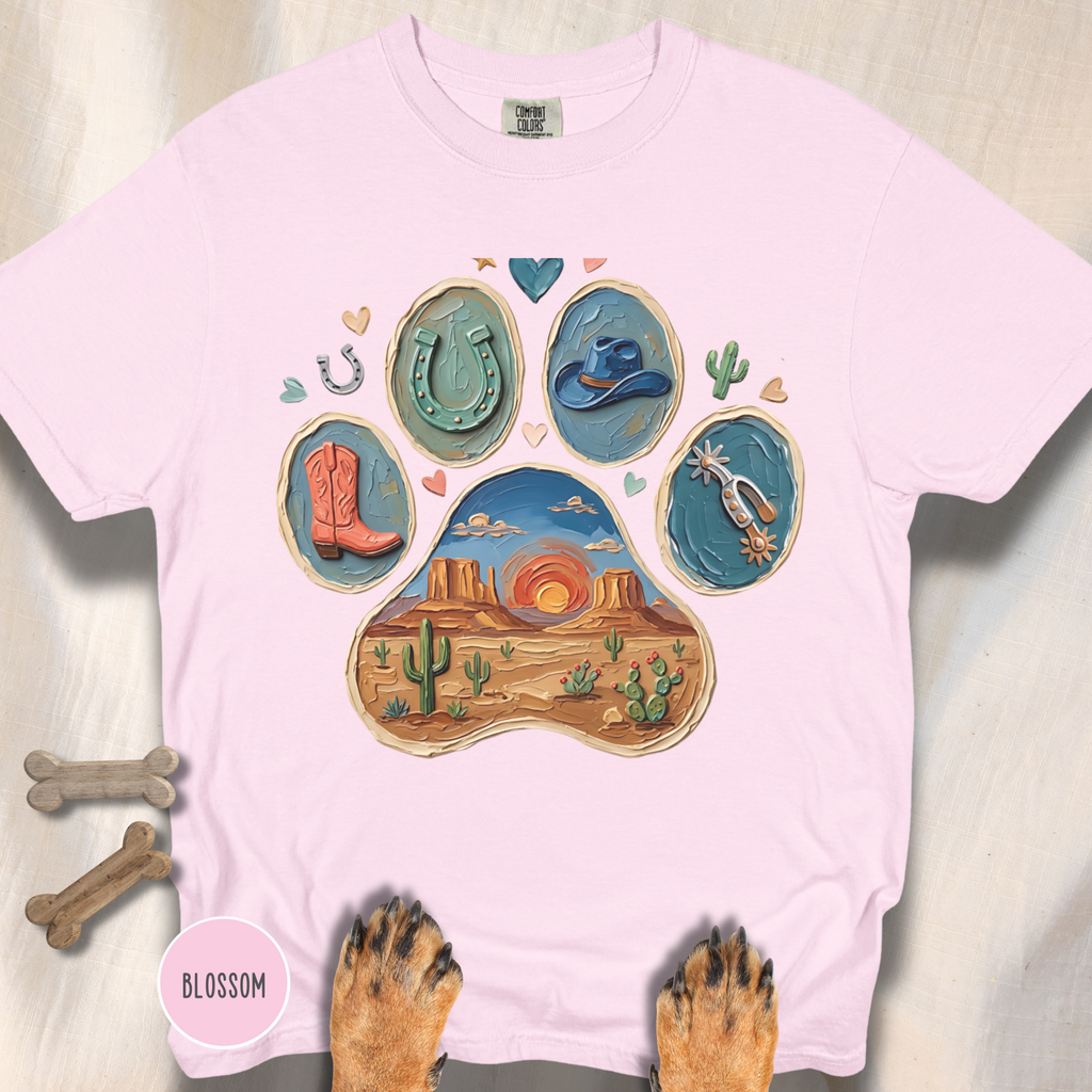 Western Desert Cowboy Paw Print T-Shirt