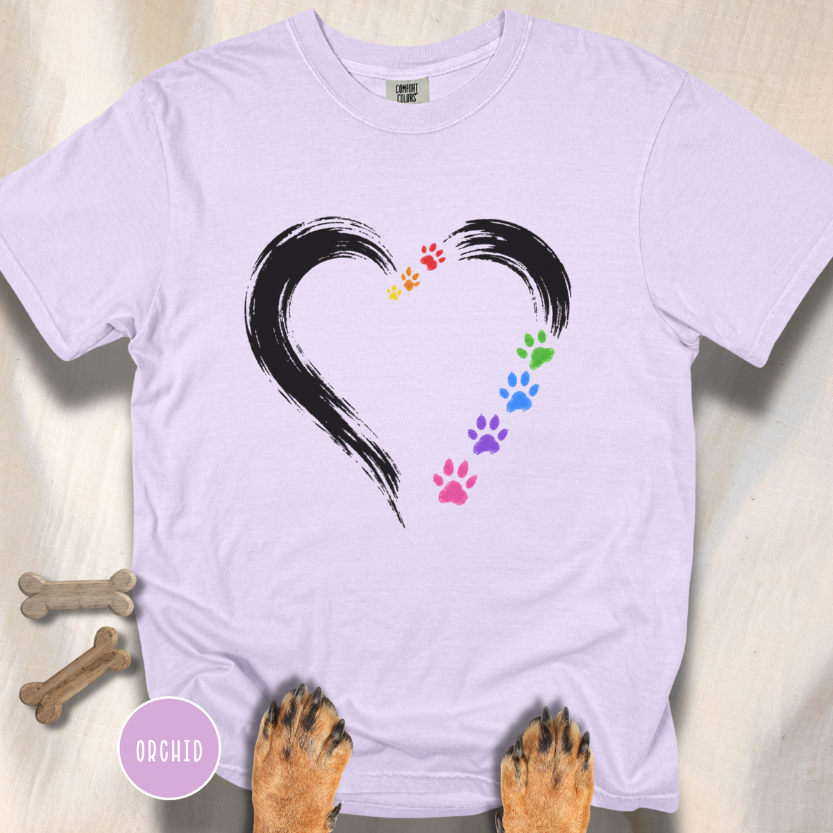 Pride Rainbow Paw Brushstroke Heart T-Shirt