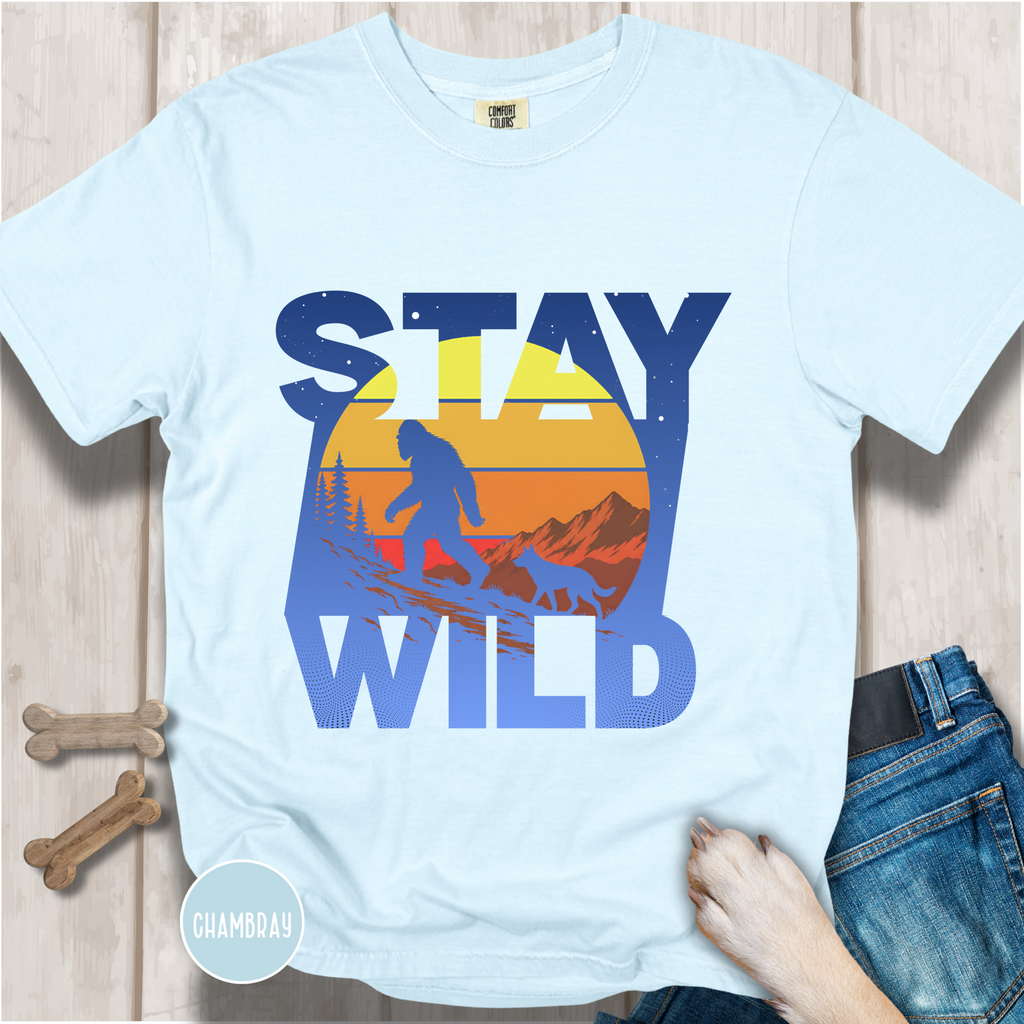 Stay Wild Big Foot and Dog T-shirt