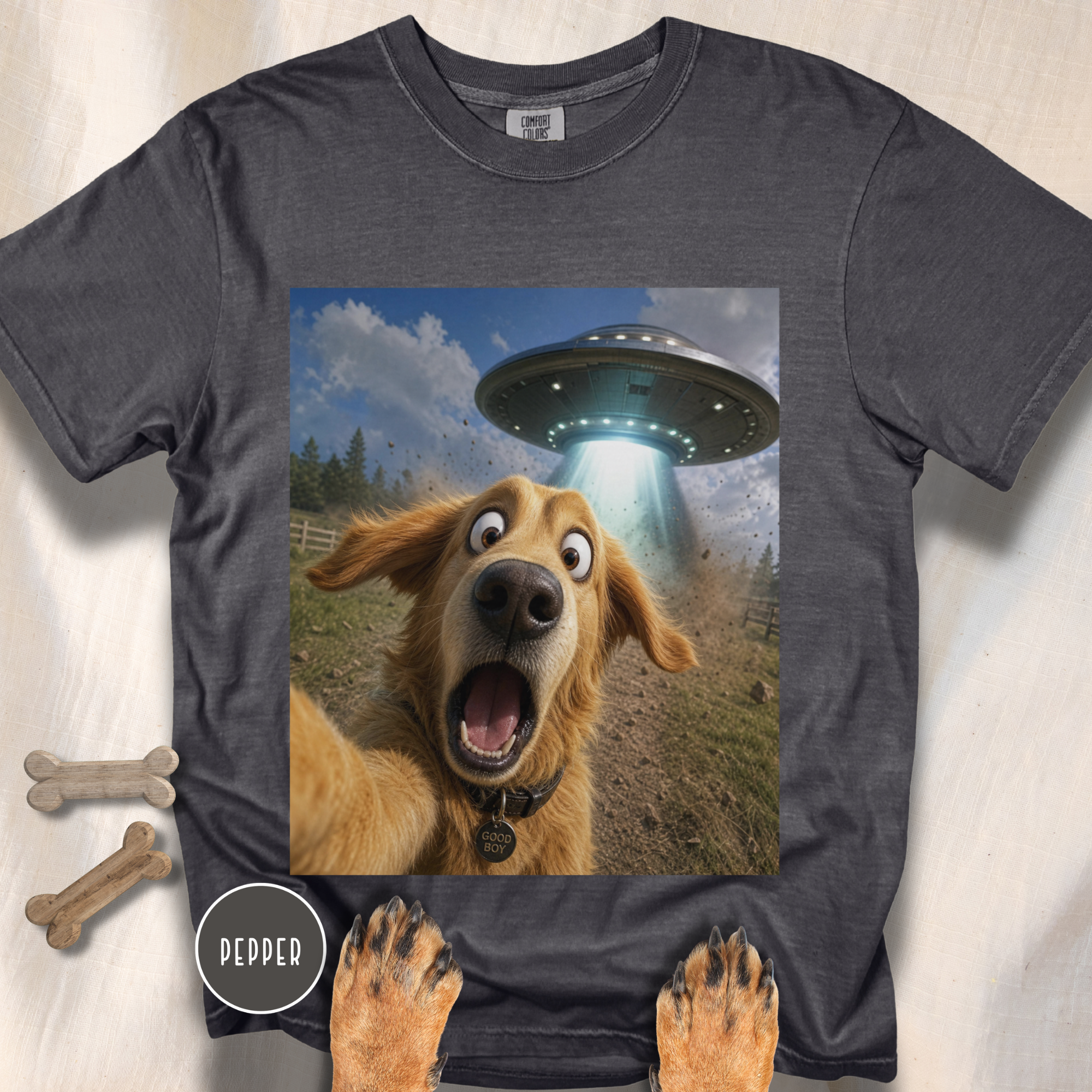 Dog UFO Selfie T-shirt