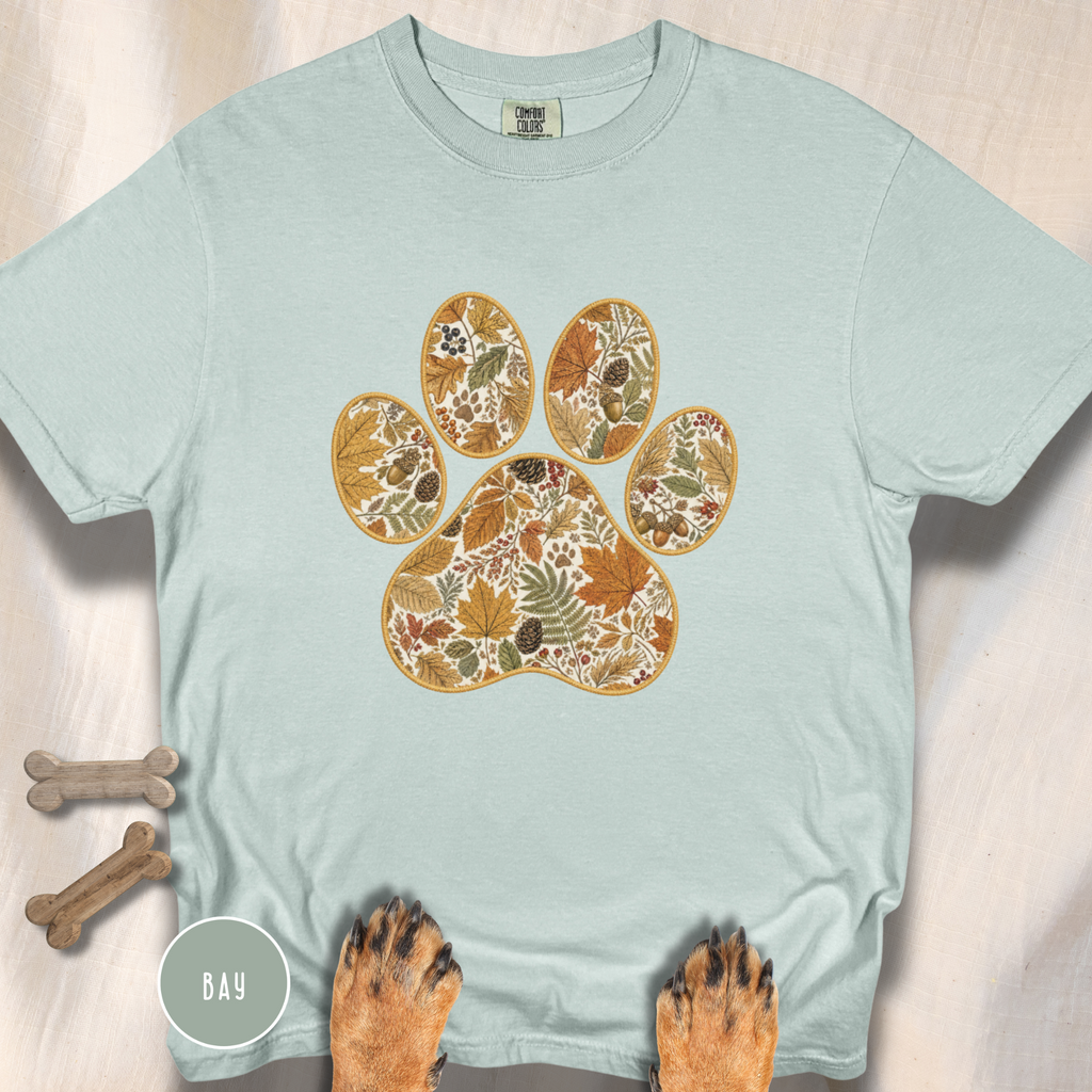 Fall in the Forest Vintage Botanical Dog Paw T-Shirt