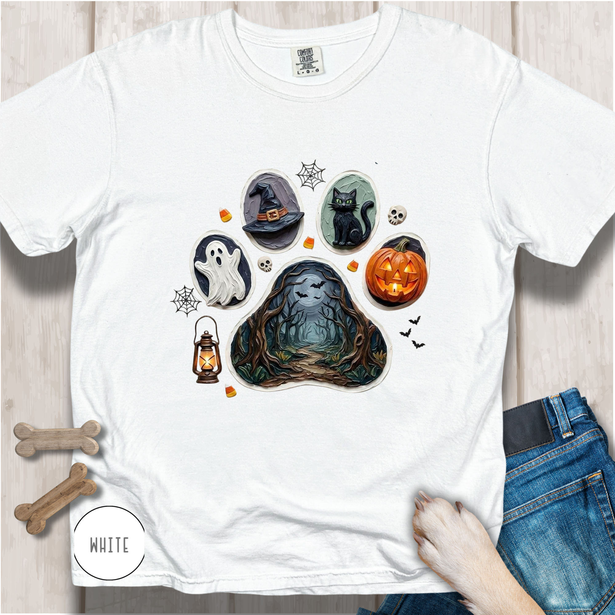 Spooky Season Dog Paw Comfort Colors T-Shirt