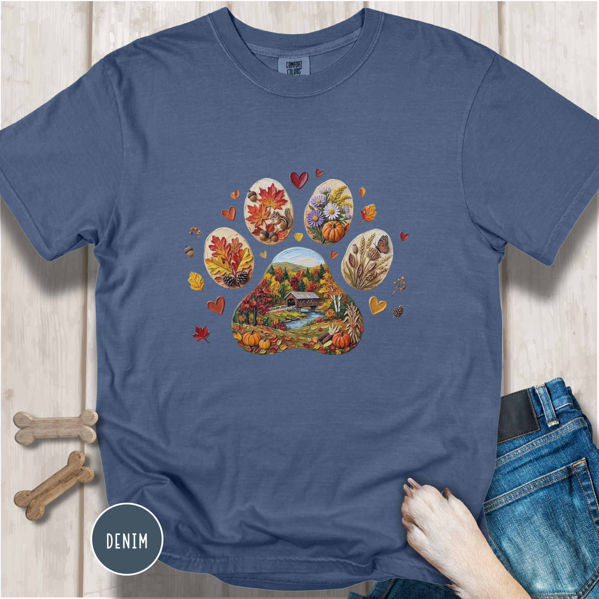 Fall Dog Paw T-shirt