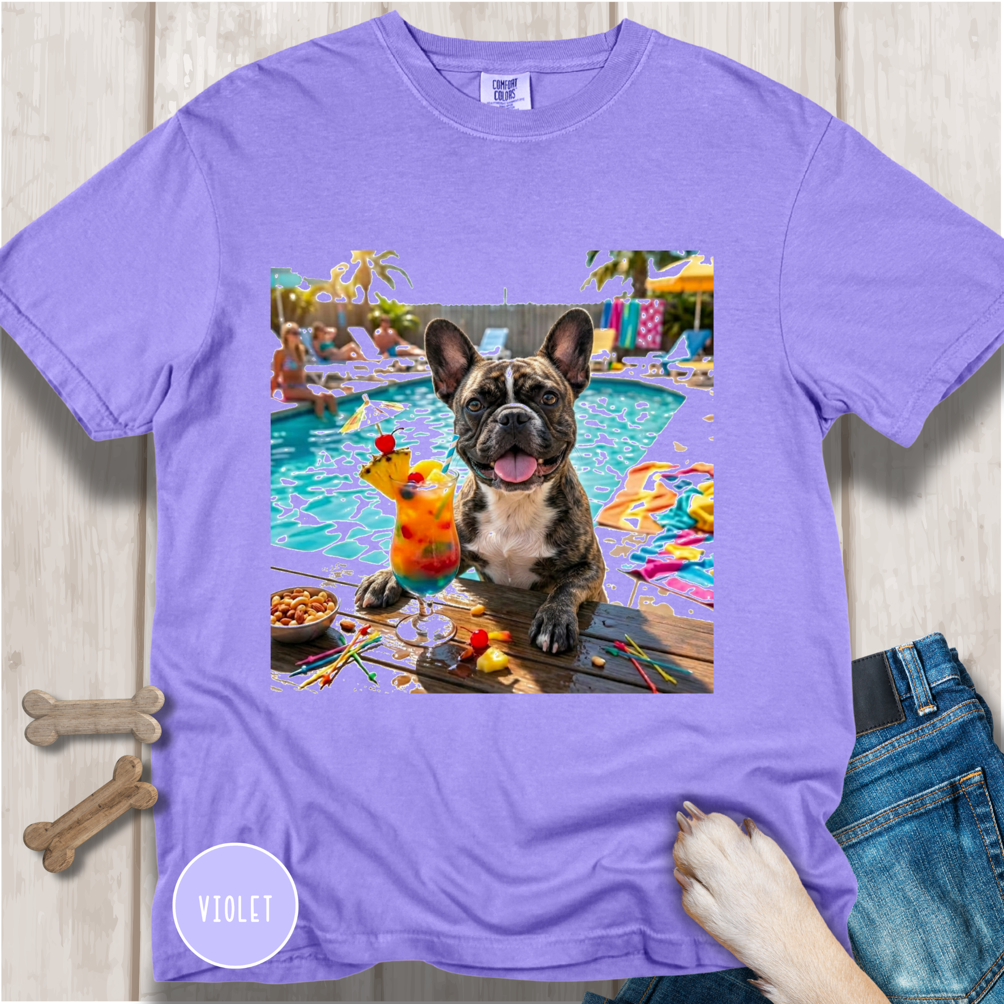 French Bulldog Pool Party T-shirt.