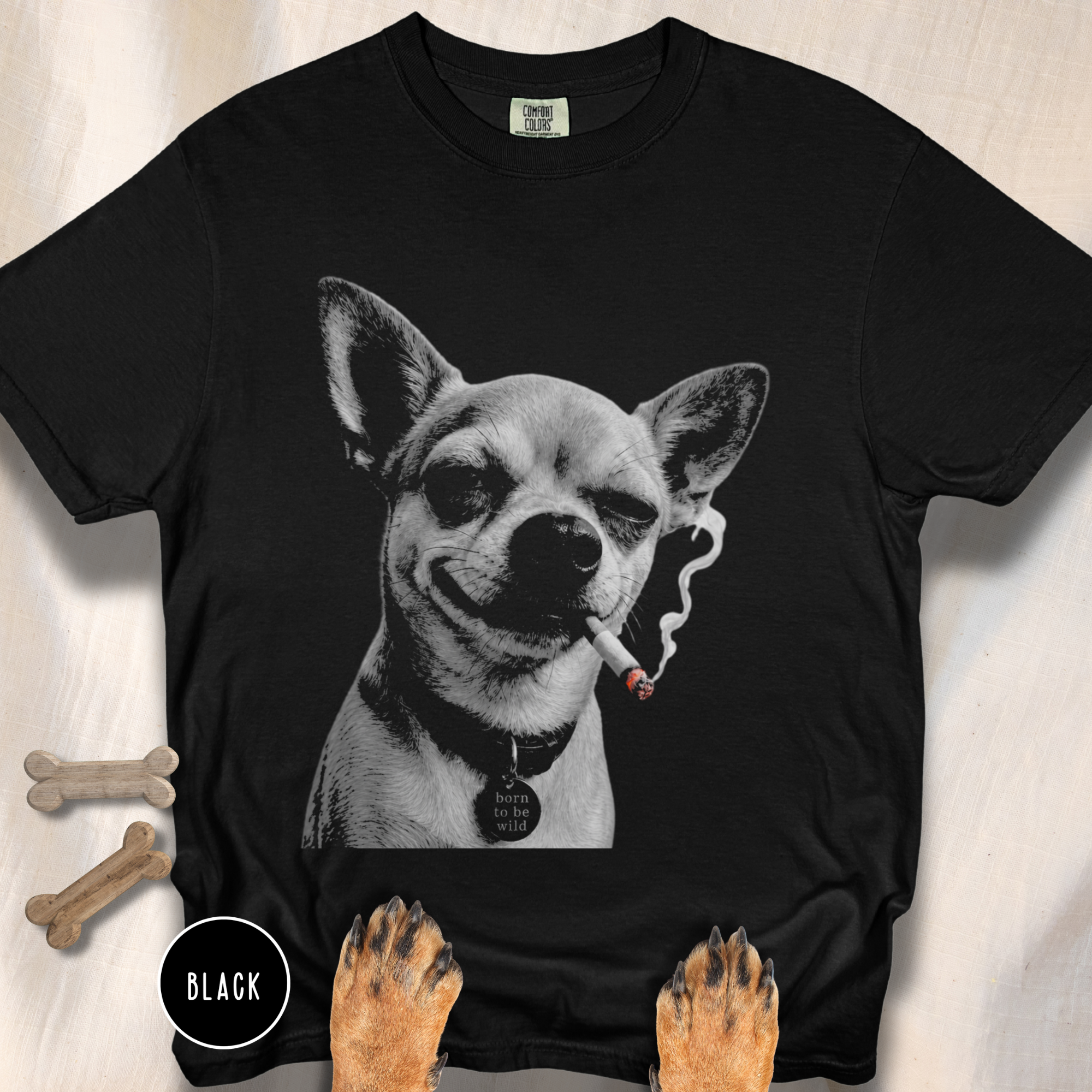 Born to be Wild Smoking Chihuahua T-shirt
