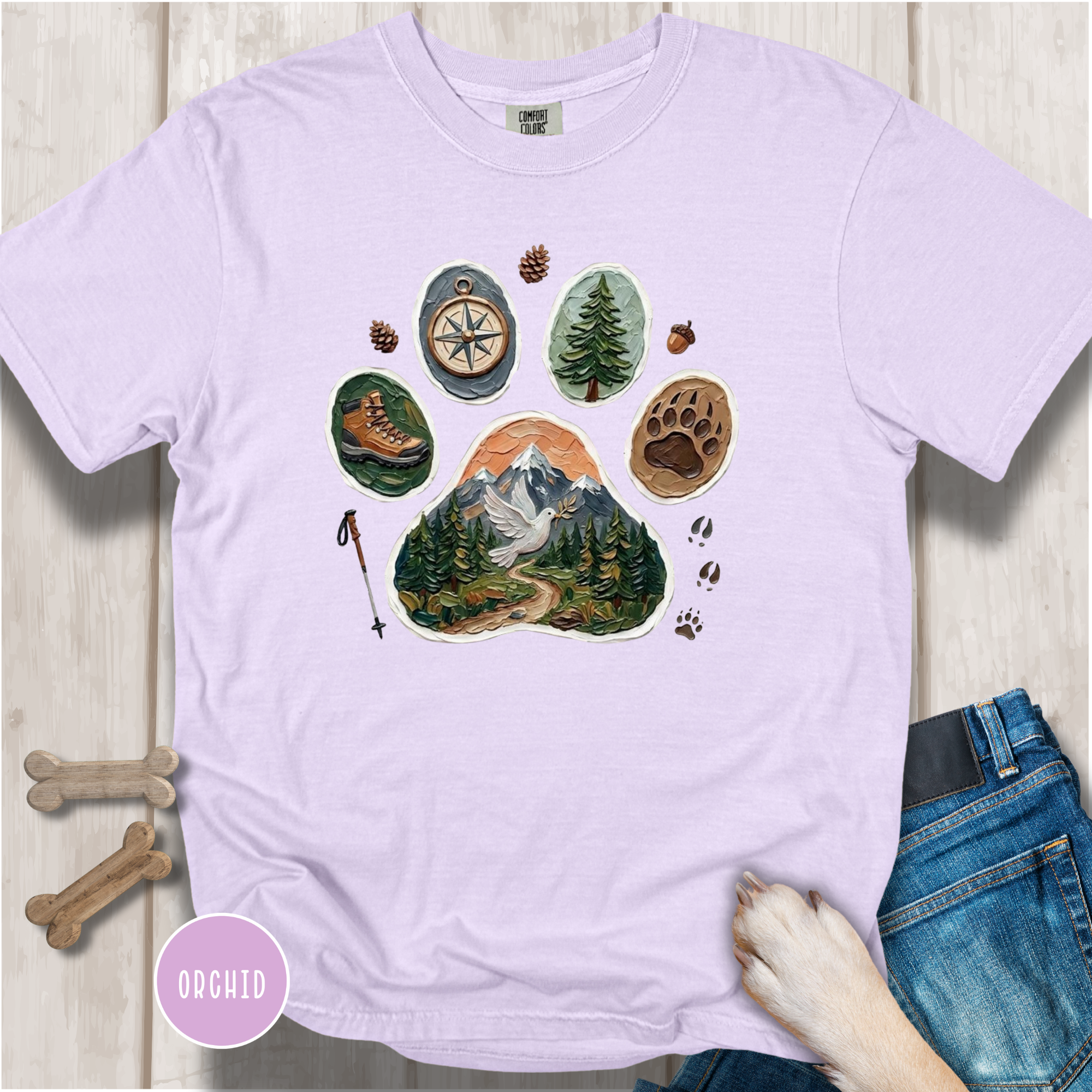 Trail Dog Paw Comfort Colors T-Shirt
