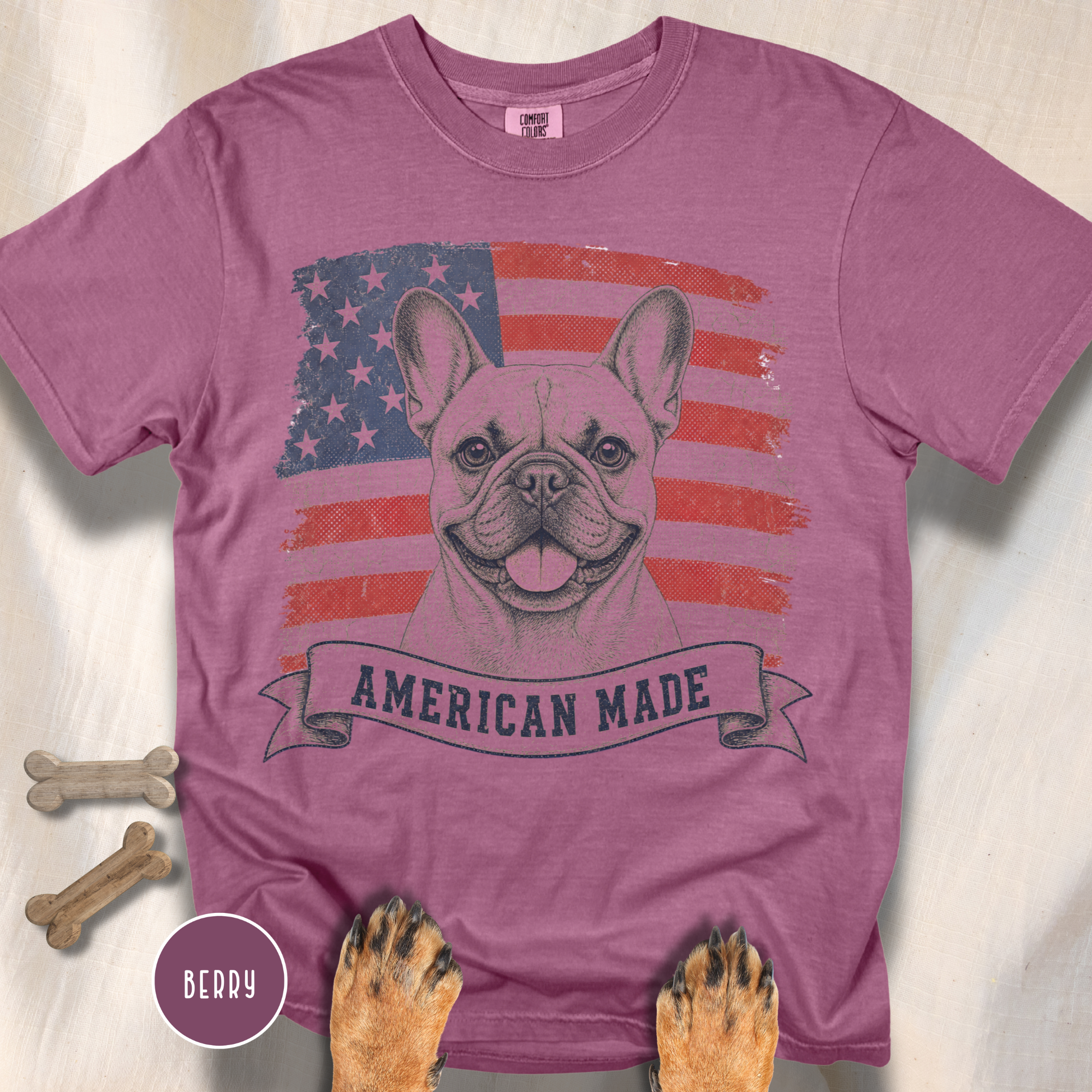 French Bulldog American Made USA flag T-shirt
