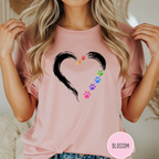 Pride Rainbow Paw Brushstroke Heart T-Shirt