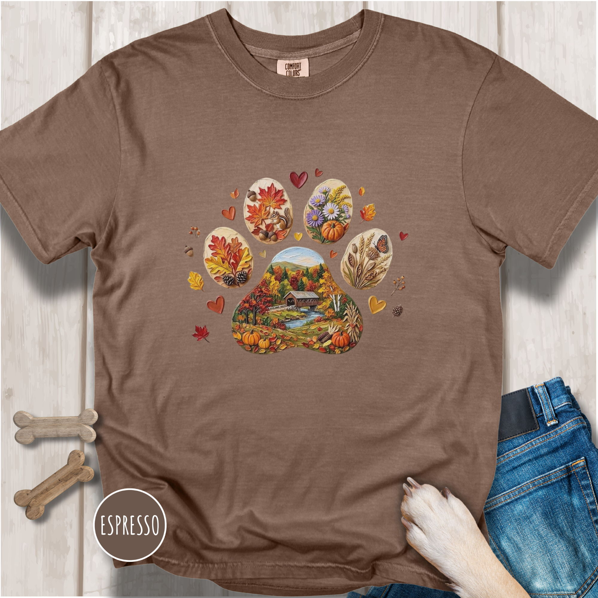 Fall Dog Paw T-shirt