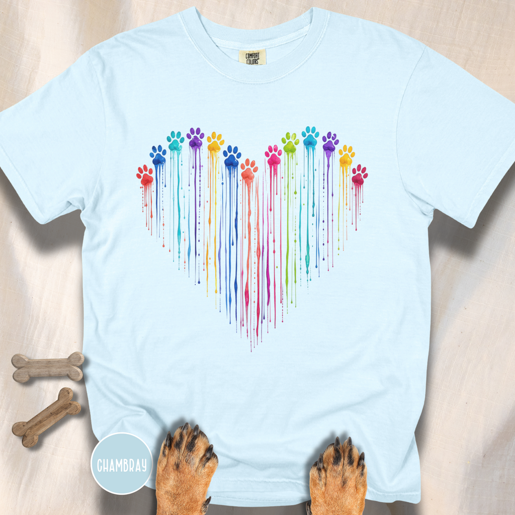 Paw Print Paint Heart T-shirt