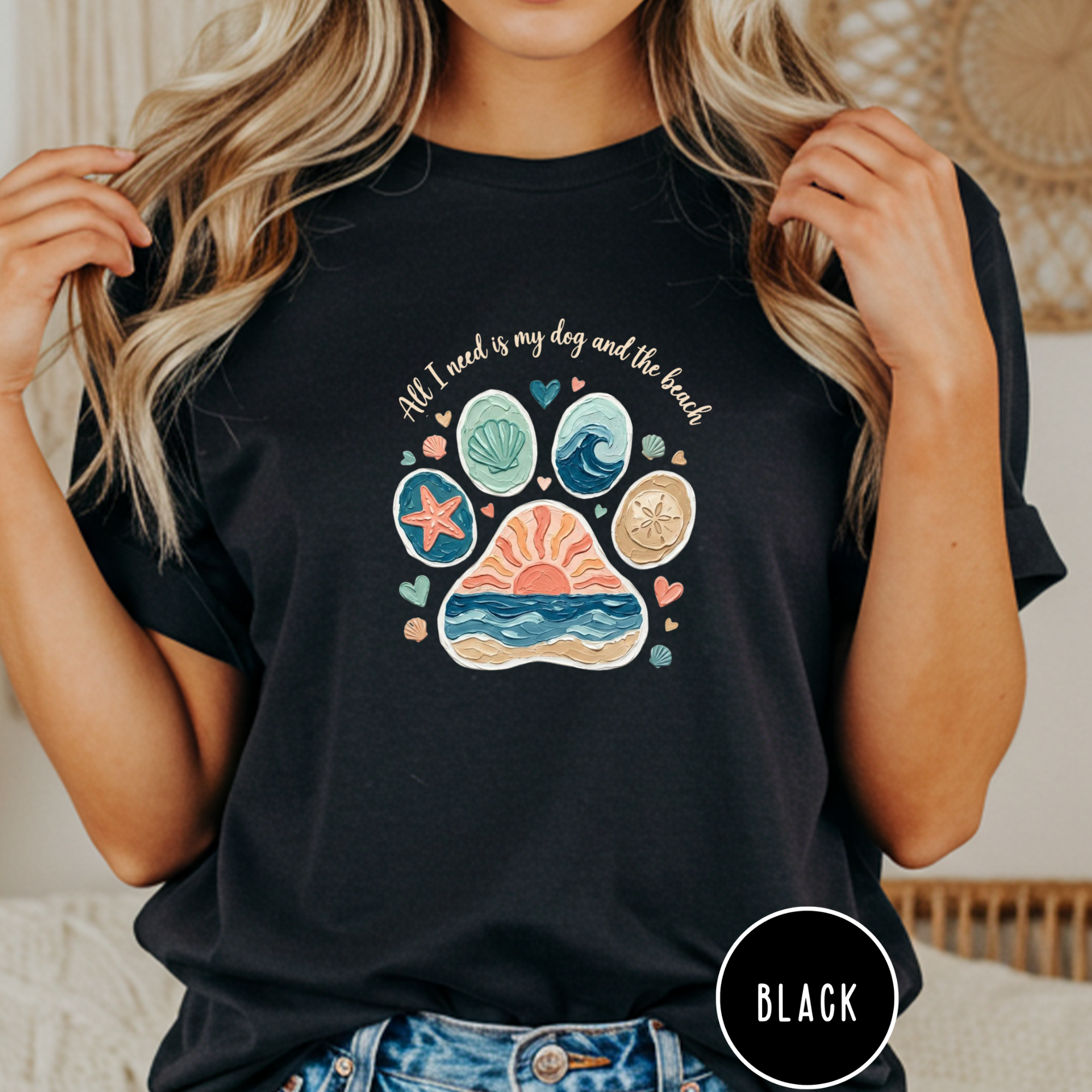 Coastal Dog Lover T-Shirt for Beach Loving Dog Moms