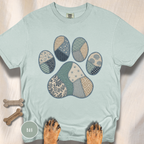 Faux Patchwork Coastal Dog Paw T-shirt