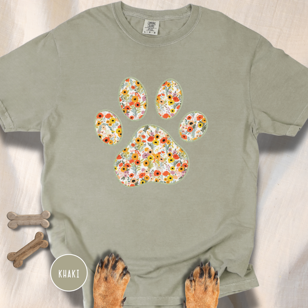Fall Flowers Dog Paw T-shirt