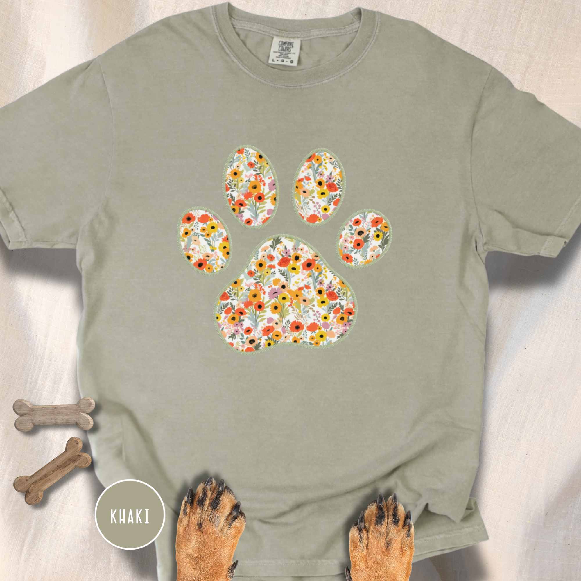 Fall Flowers Dog Paw T-shirt