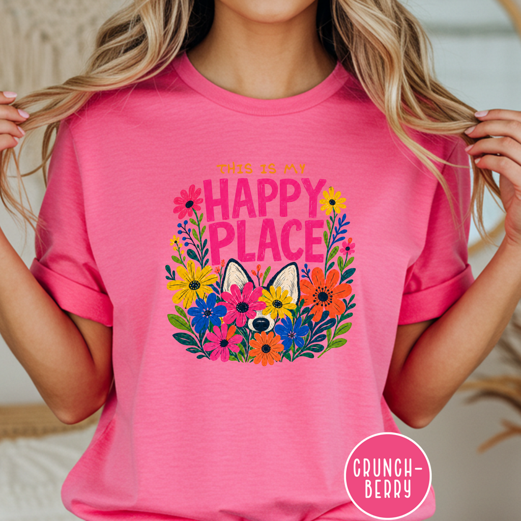 Dog in the Garden Happy Place T-shirt