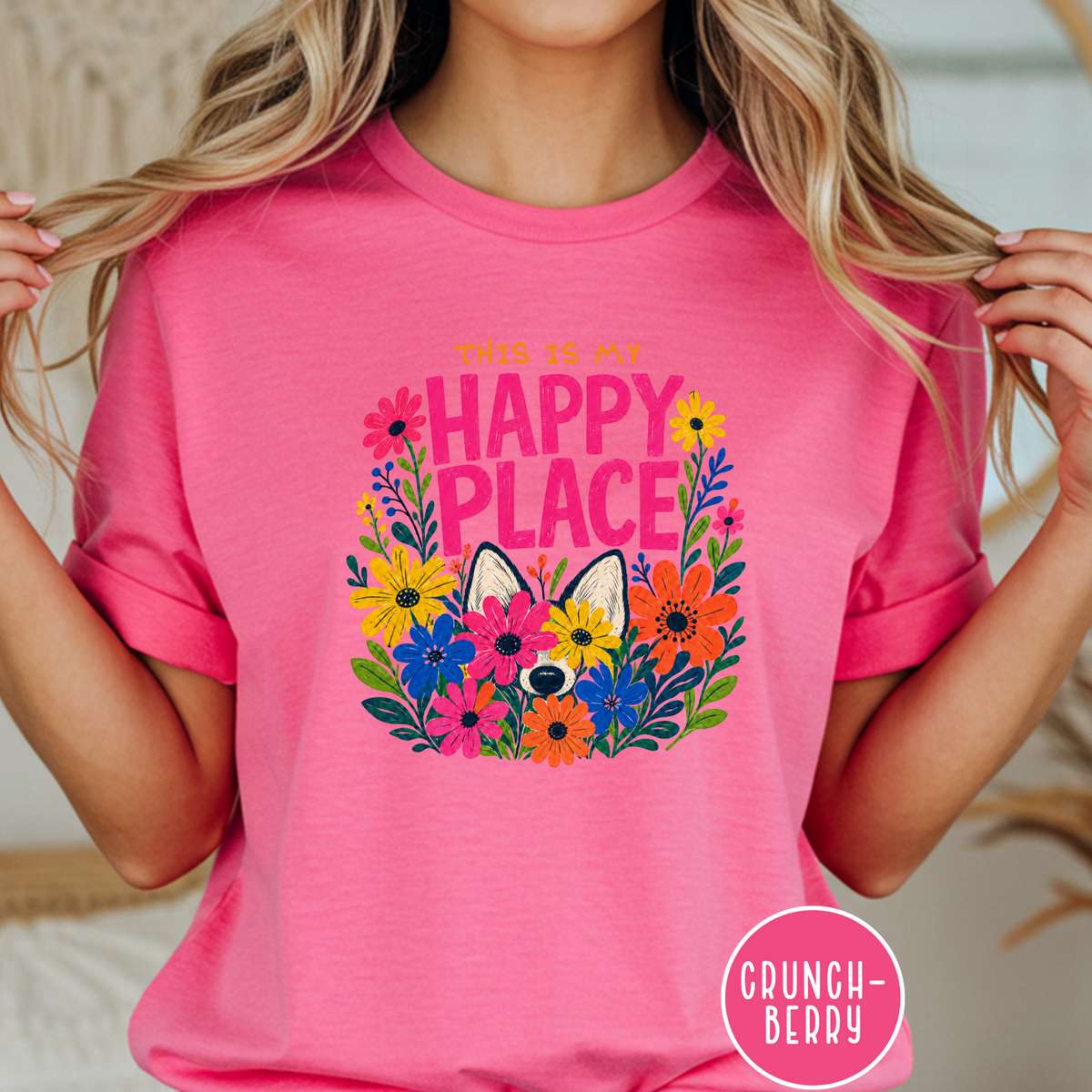 Dog in the Garden Happy Place T-shirt