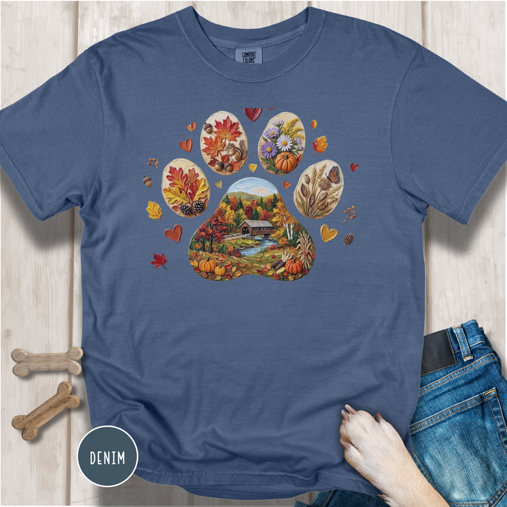 Fall in New England Dog Paw T-shirt