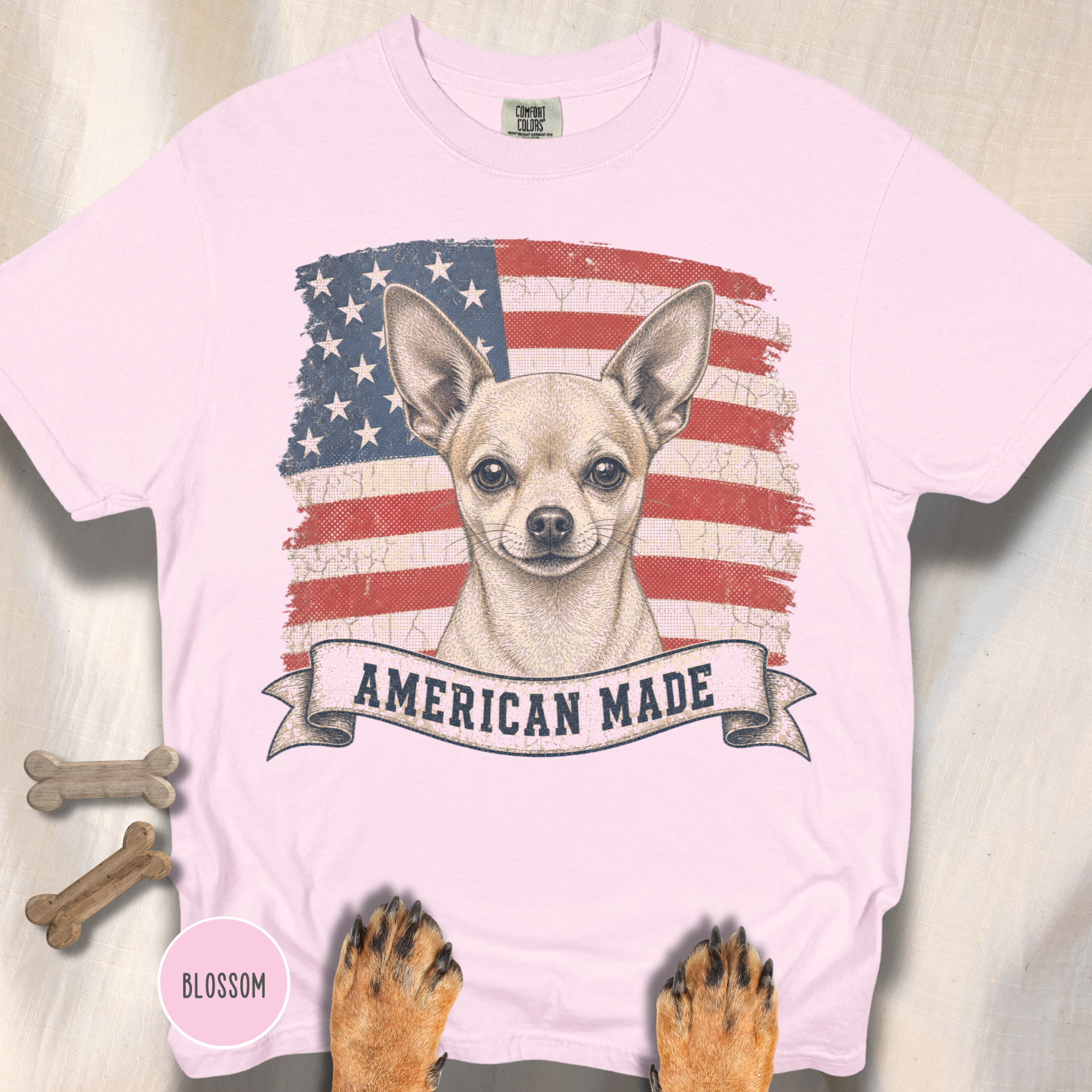 Chihuahua American Made USA flag T-shirt