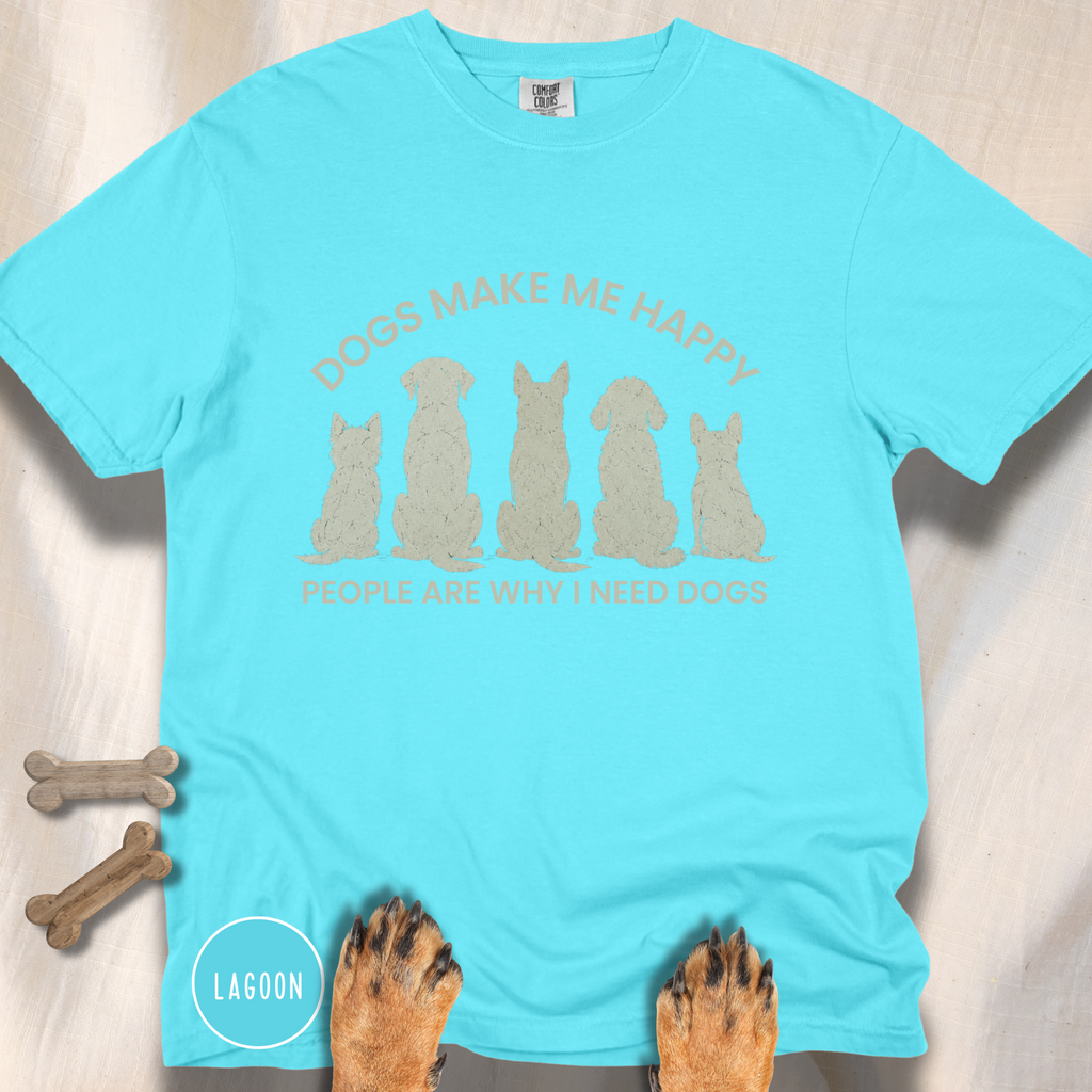 Dogs Make Me Happy, People are Why I Need Dogs Silhouette T-shirt